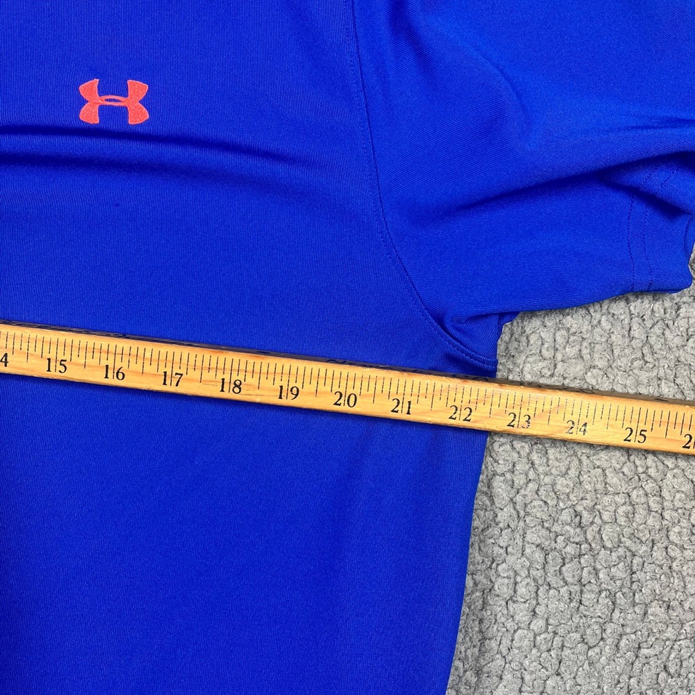 Under Armour Mens HeatGear Polo Shirt Blue Orange Logo Loose Fit XL 6462 - Picture 8 of 9